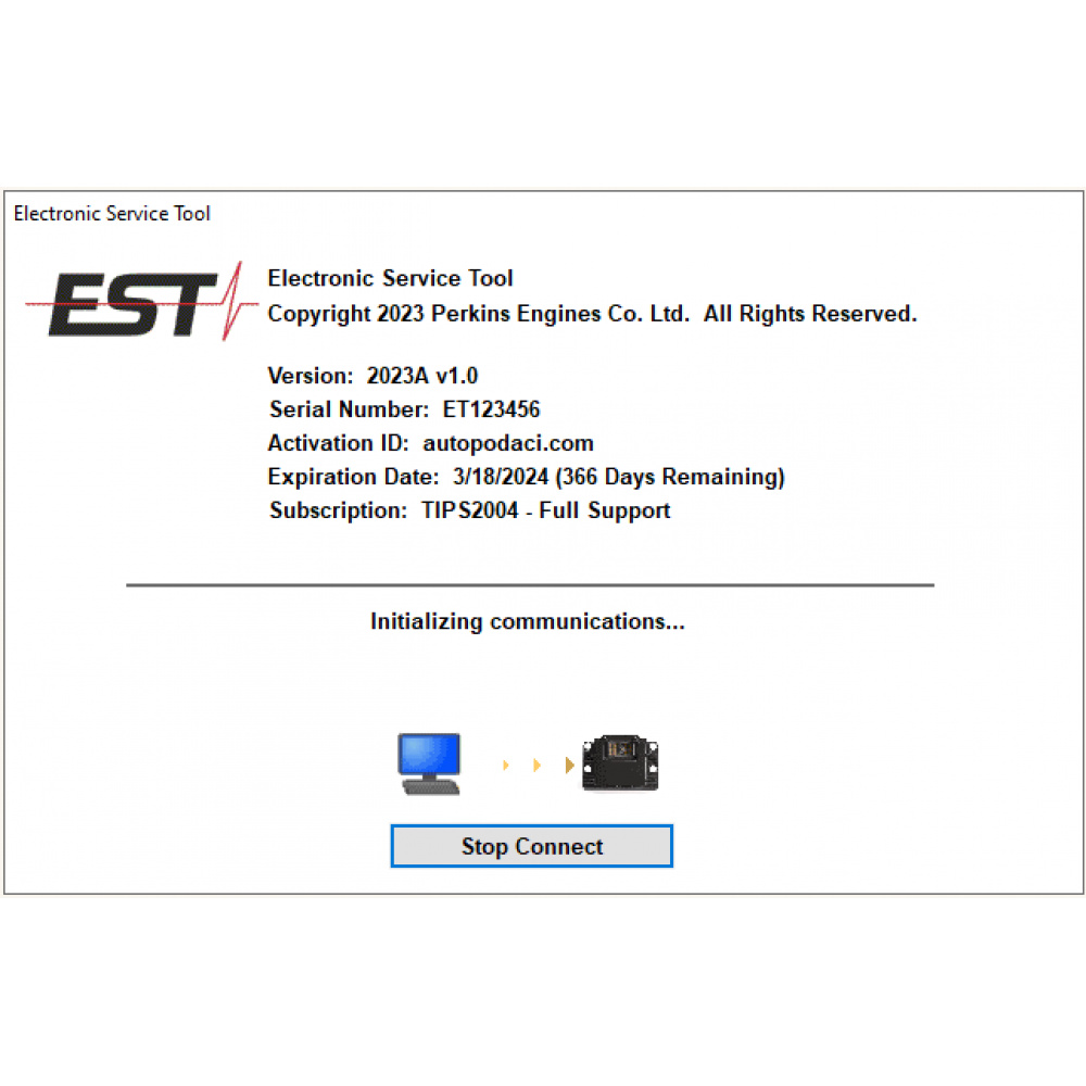 Perkins EST 2023A Software (Electronic Service Tool) with Built-in Factory Passwords Generator